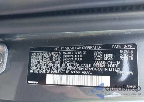 2018 Volvo Xc60 T6 Inscription из США, поврежденный, VIN YV4A22RL4J1007615